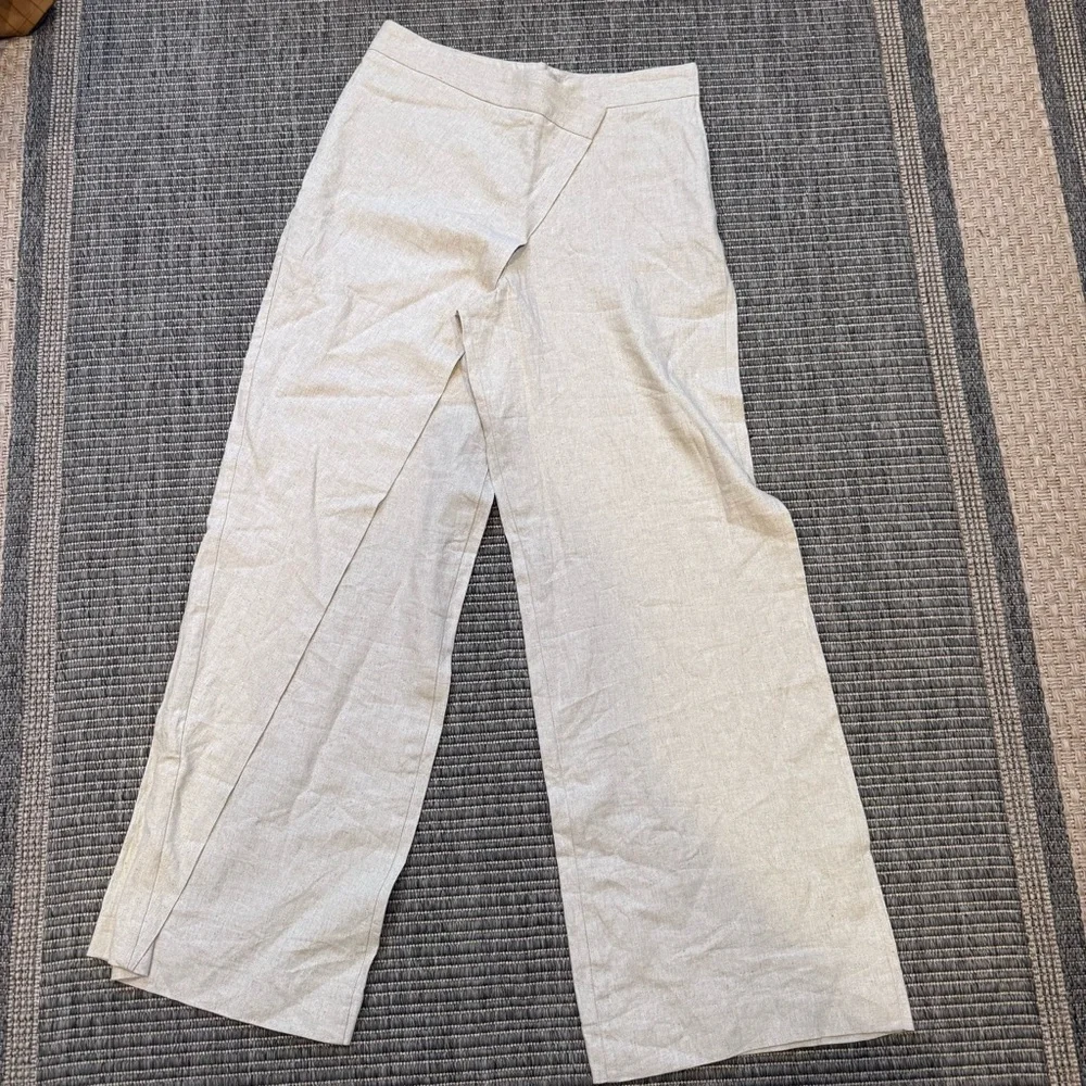 Zara Women Linen-Blend Pareo Trousers